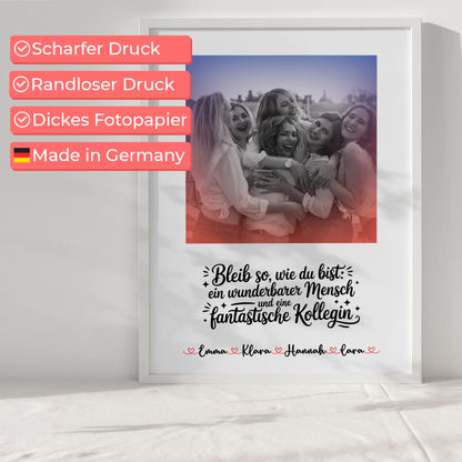 Team Abschied Poster Fantastische Kollegin mit Namen, Foto & Black & White mit Spruch