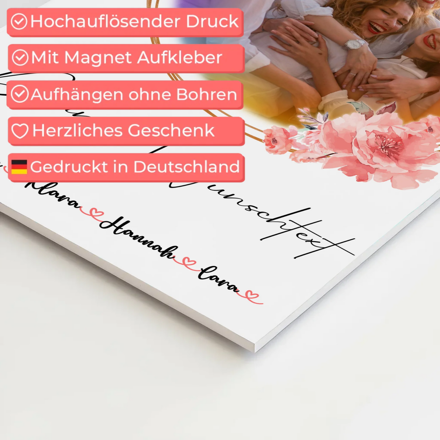 Fotoboard Poster Mit Magnet Mit Foto, Namen & Wunschtext für Kollegin