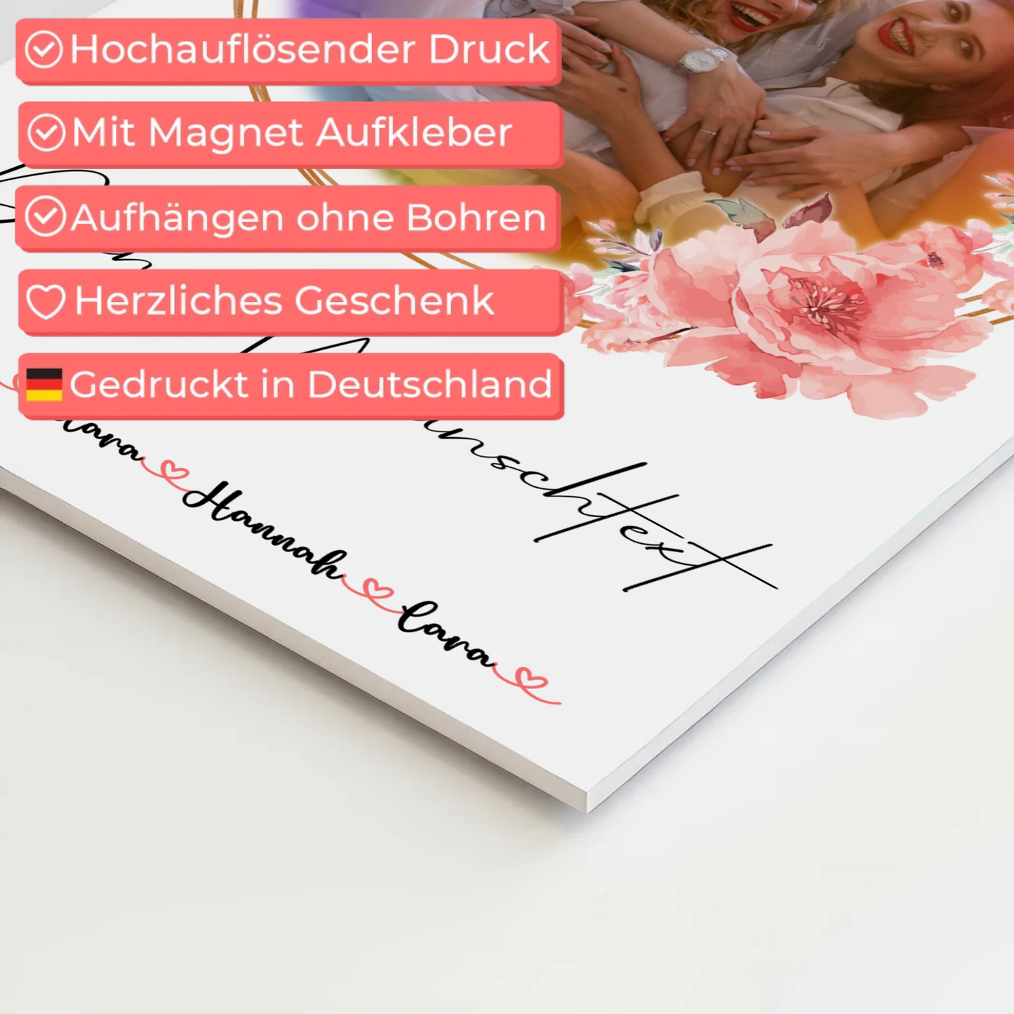 Fotoboard Poster Mit Magnet Mit Foto, Namen & Wunschtext für Kollegin