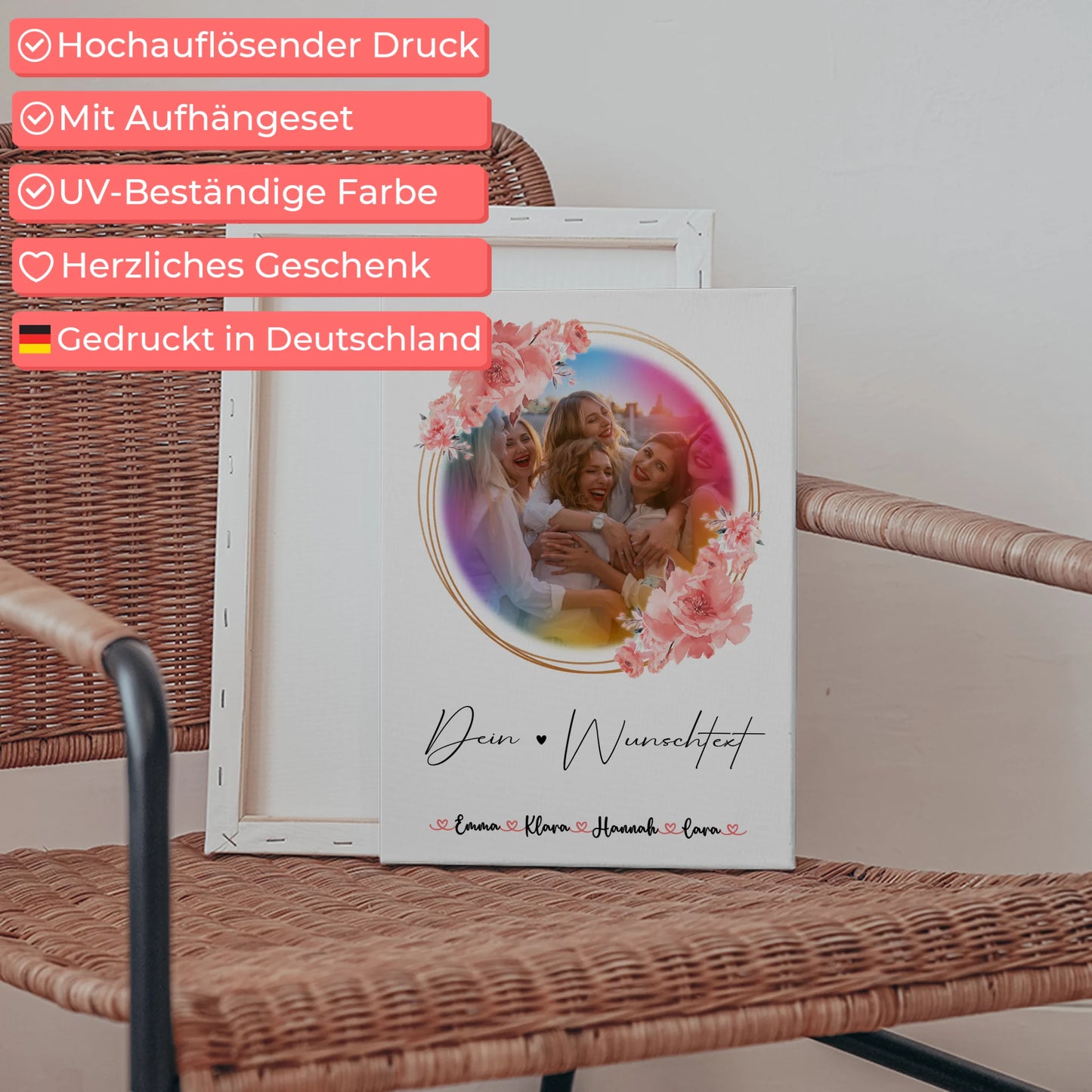 Leinwand Bild personalisiert mit Foto, Namen & Wunschtext für Kollegin