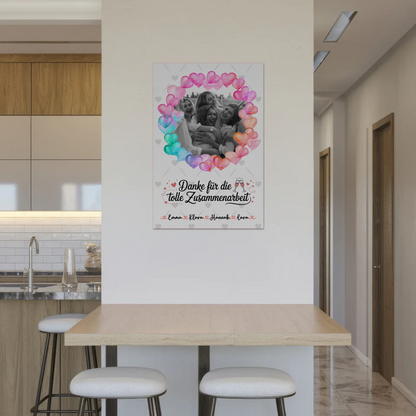 Fotoboard Magnet Wandbild Danke Kollegin mit Foto & Namen