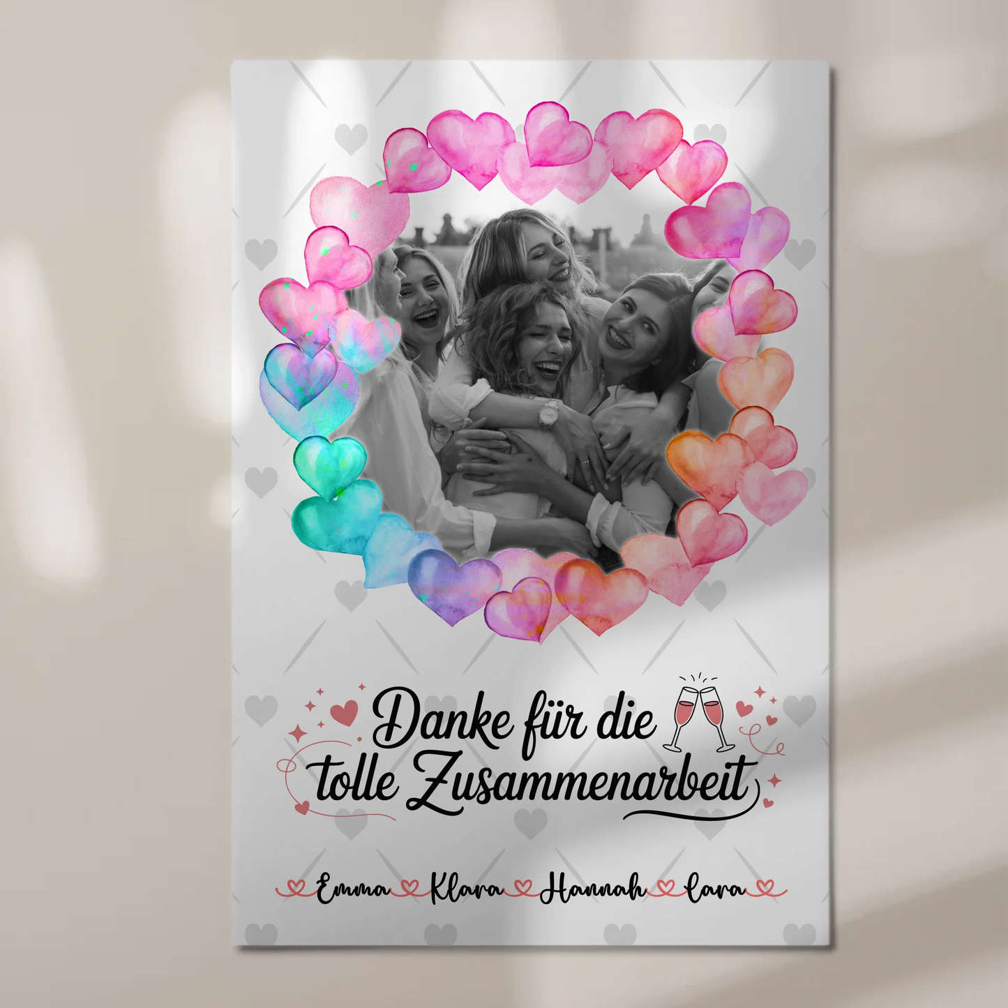 Fotoboard Magnet Wandbild Danke Kollegin mit Foto & Namen