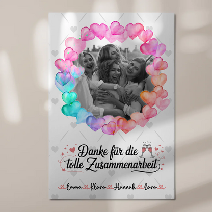 Fotoboard Magnet Wandbild Danke Kollegin mit Foto & Namen