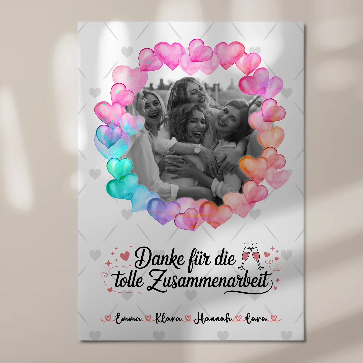 Fotoboard Magnet Wandbild Danke Kollegin mit Foto & Namen