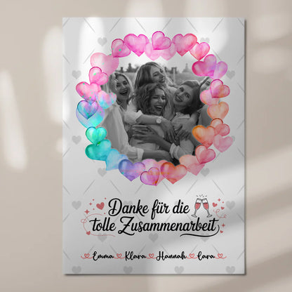 Fotoboard Magnet Wandbild Danke Kollegin mit Foto & Namen