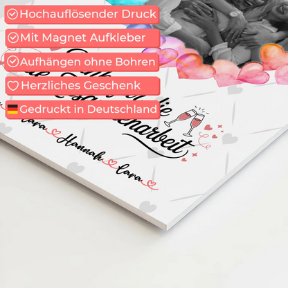 Fotoboard Magnet Wandbild Danke Kollegin mit Foto & Namen