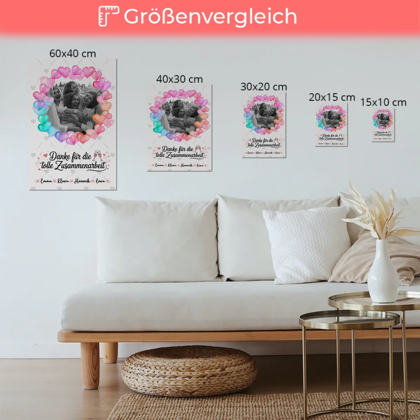 Fotoboard Magnet Wandbild Danke Kollegin mit Foto & Namen