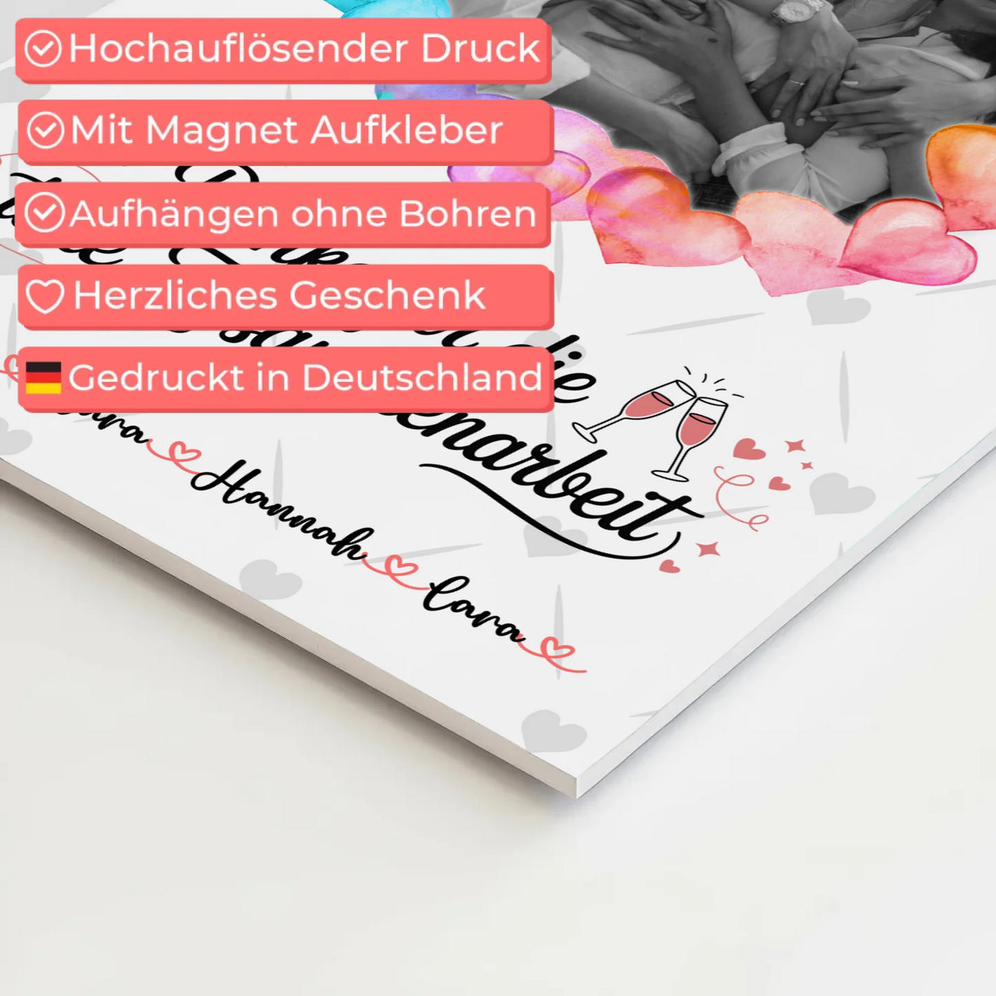 Fotoboard Magnet Wandbild Danke Kollegin mit Foto & Namen