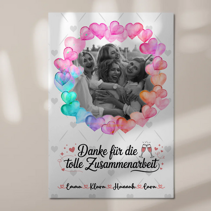 Fotoboard Magnet Wandbild Danke Kollegin mit Foto & Namen