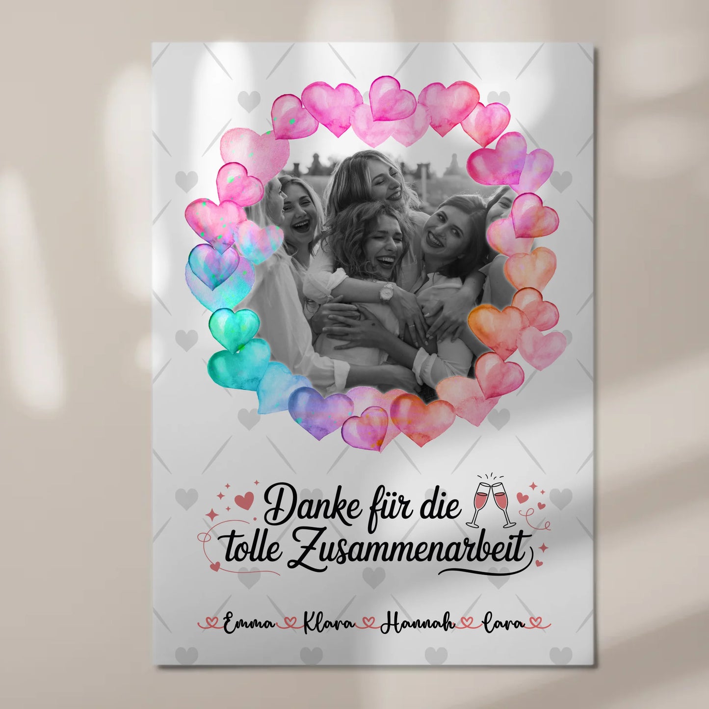 Fotoboard Magnet Wandbild Danke Kollegin mit Foto & Namen