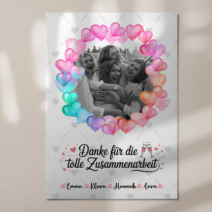 Fotoboard Magnet Wandbild Danke Kollegin mit Foto & Namen