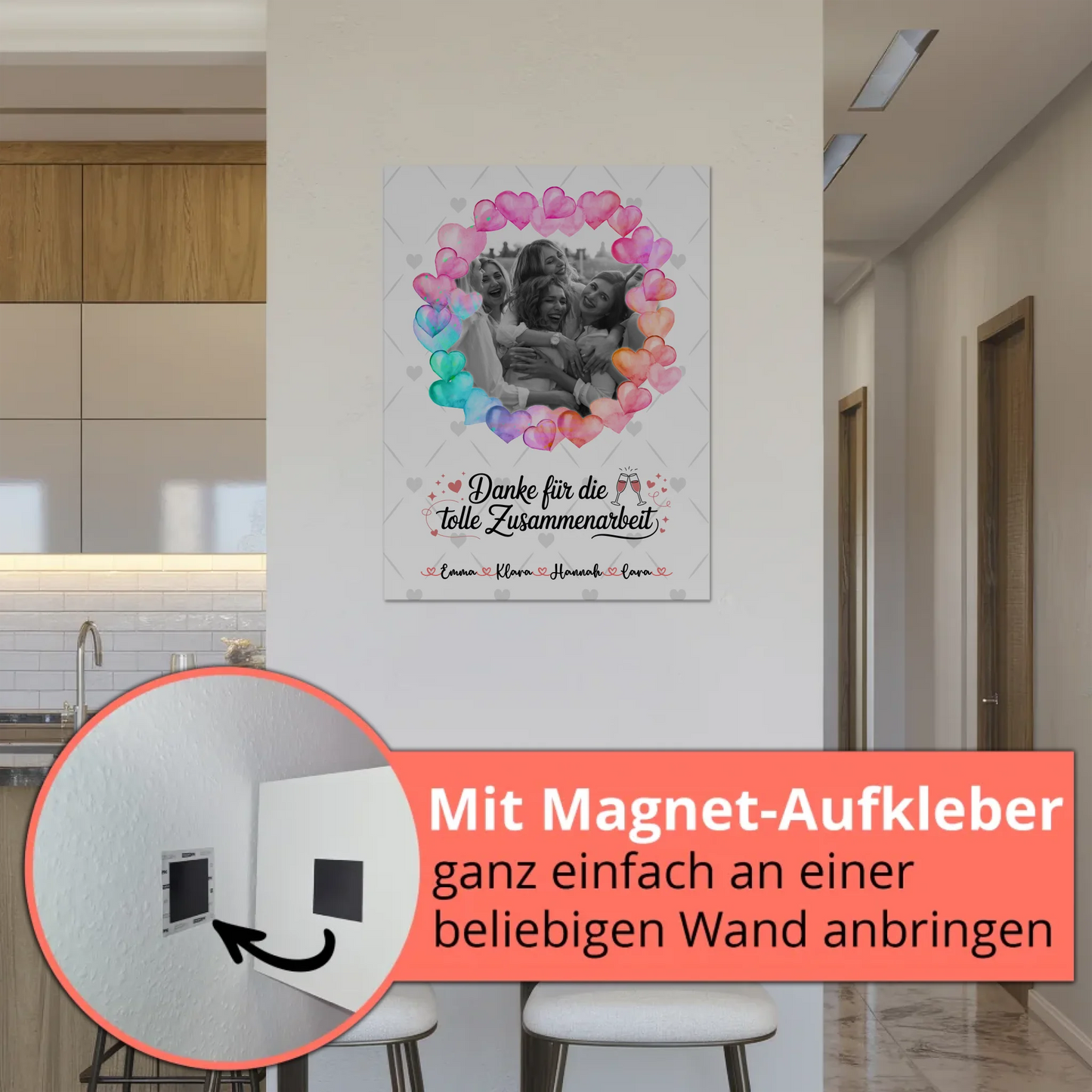 Fotoboard Magnet Wandbild Danke Kollegin mit Foto & Namen