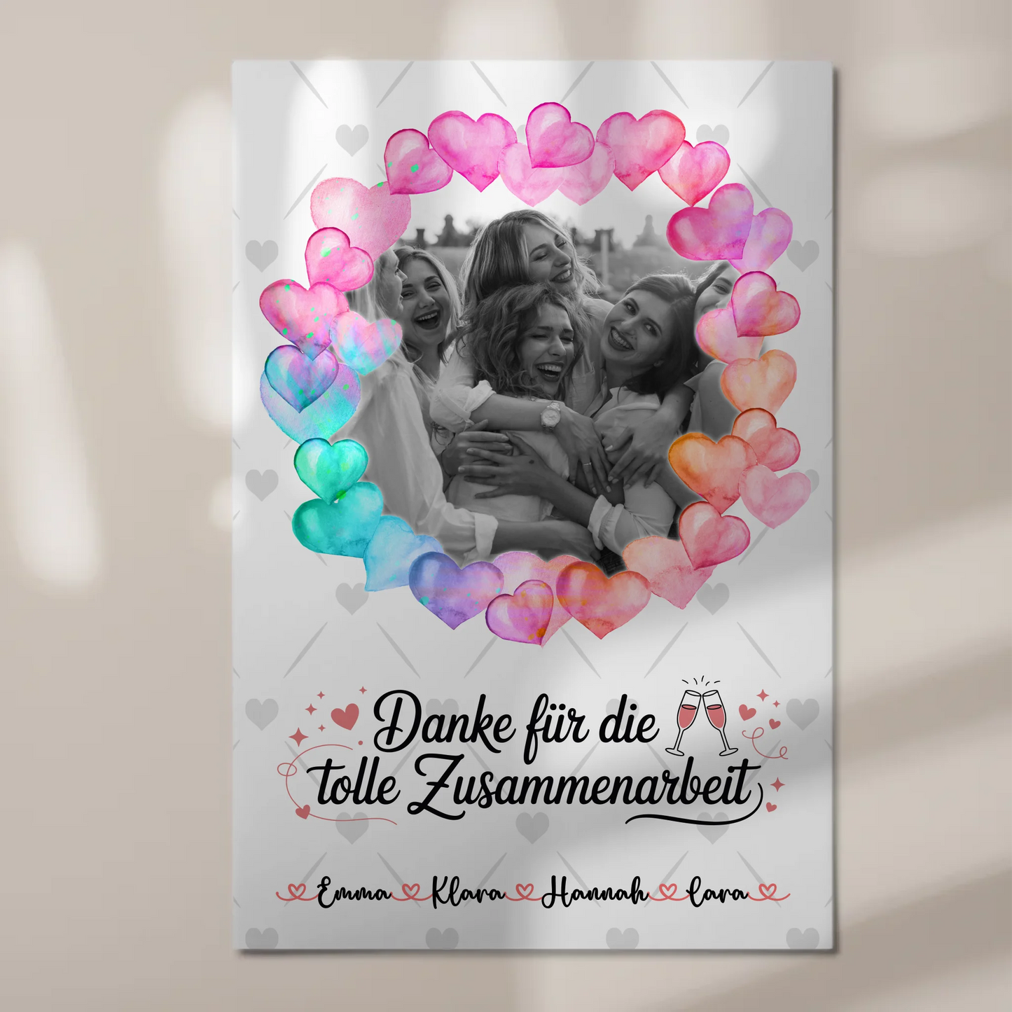 Fotoboard Magnet Wandbild Danke Kollegin mit Foto & Namen