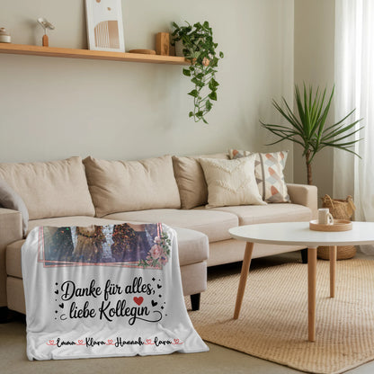 Kuscheldecke Mit Namen Danke für alles Kollegin Mit Foto & Namen Wunschtext