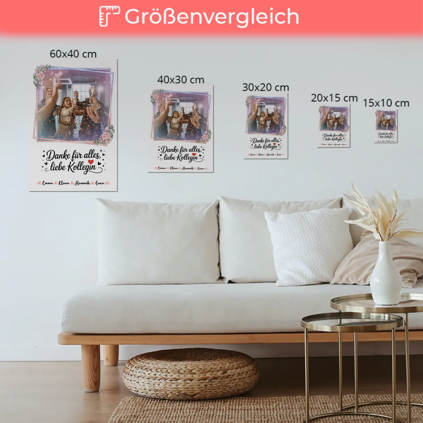 Fotoboard Poster Mit Magnet Danke für alles Kollegin - Mit Foto & Namen, Wunschtext