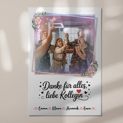 Fotoboard Poster Mit Magnet Danke für alles Kollegin - Mit Foto & Namen, Wunschtext