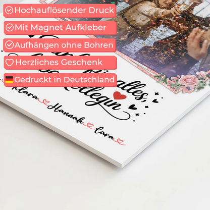 Fotoboard Poster Mit Magnet Danke für alles Kollegin - Mit Foto & Namen, Wunschtext