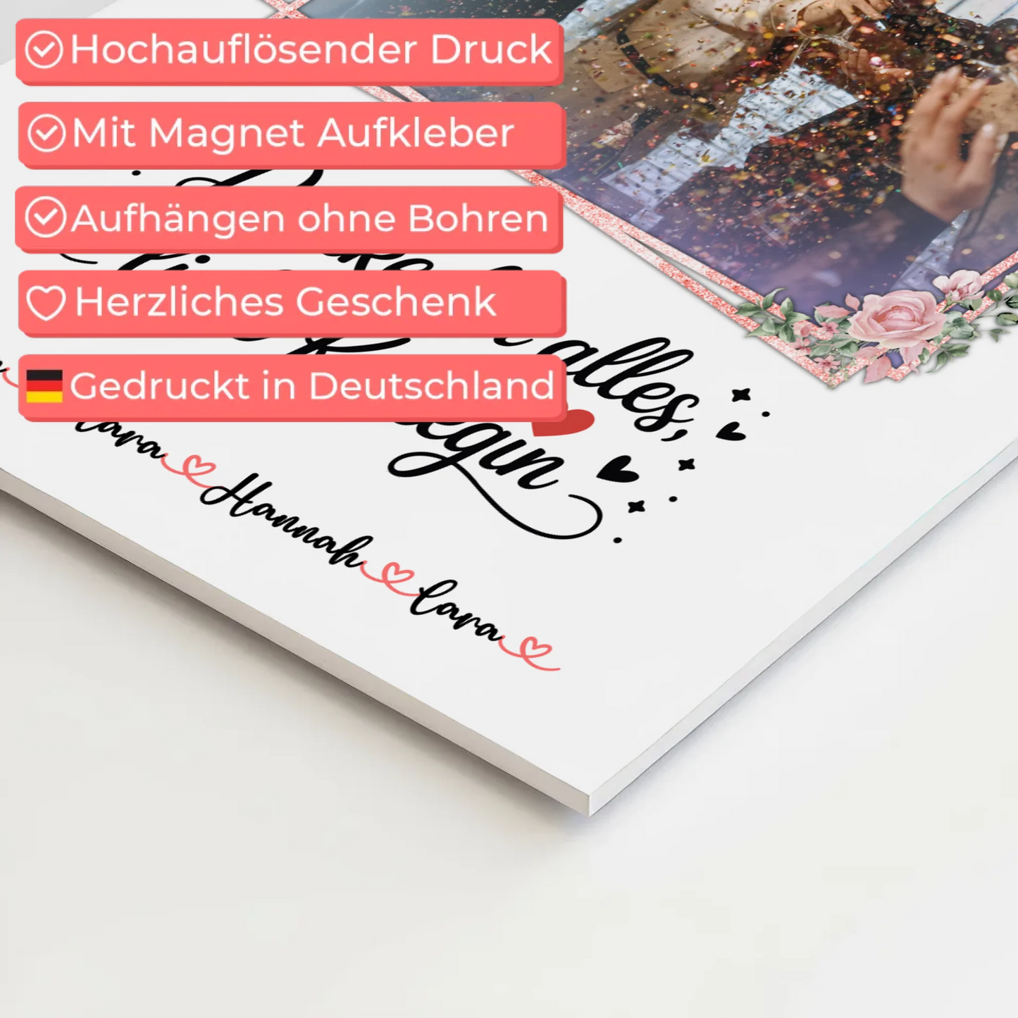 Fotoboard Poster Mit Magnet Danke für alles Kollegin - Mit Foto & Namen, Wunschtext