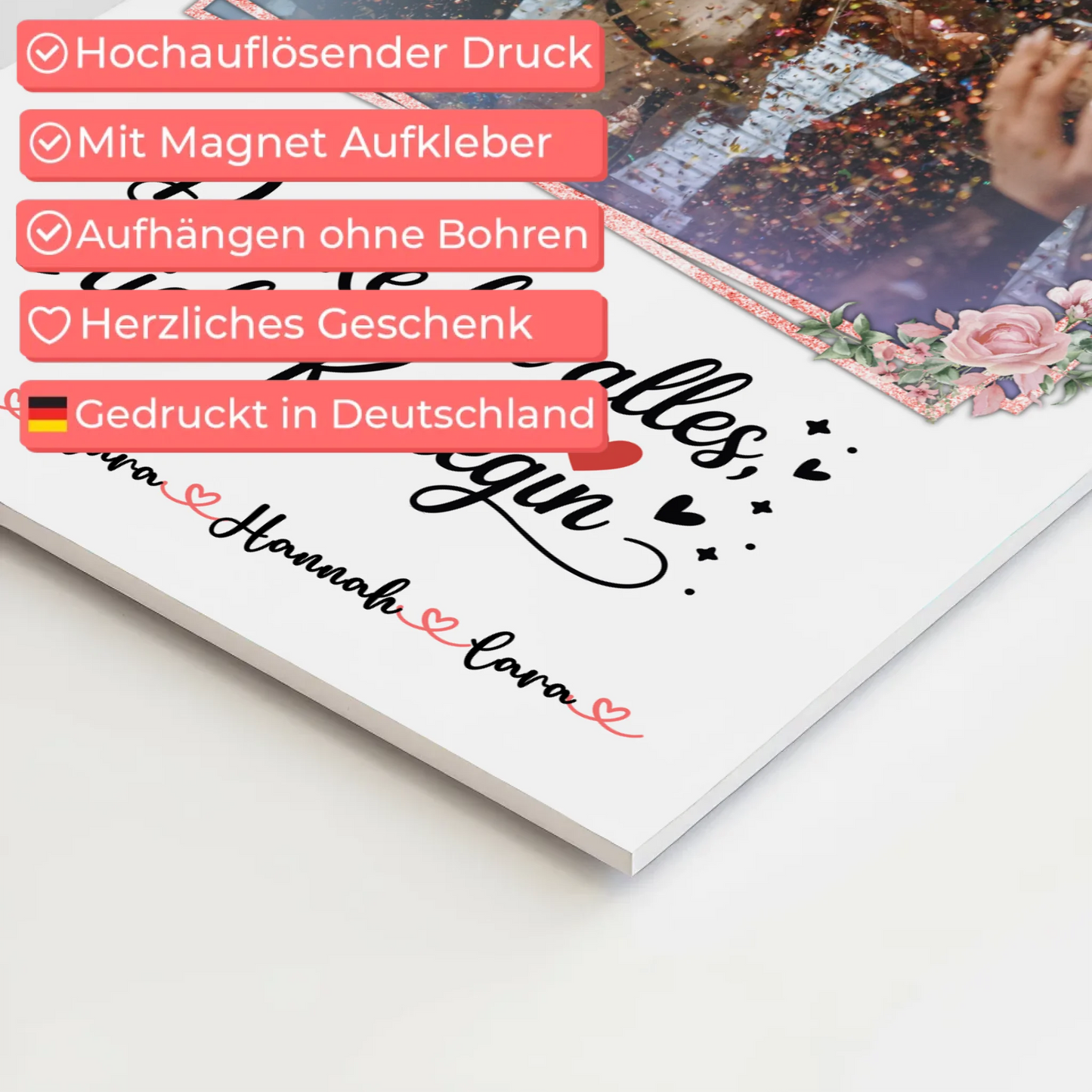 Fotoboard Poster Mit Magnet Danke für alles Kollegin - Mit Foto & Namen, Wunschtext