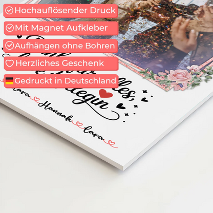 Fotoboard Poster Mit Magnet Danke für alles Kollegin - Mit Foto & Namen, Wunschtext