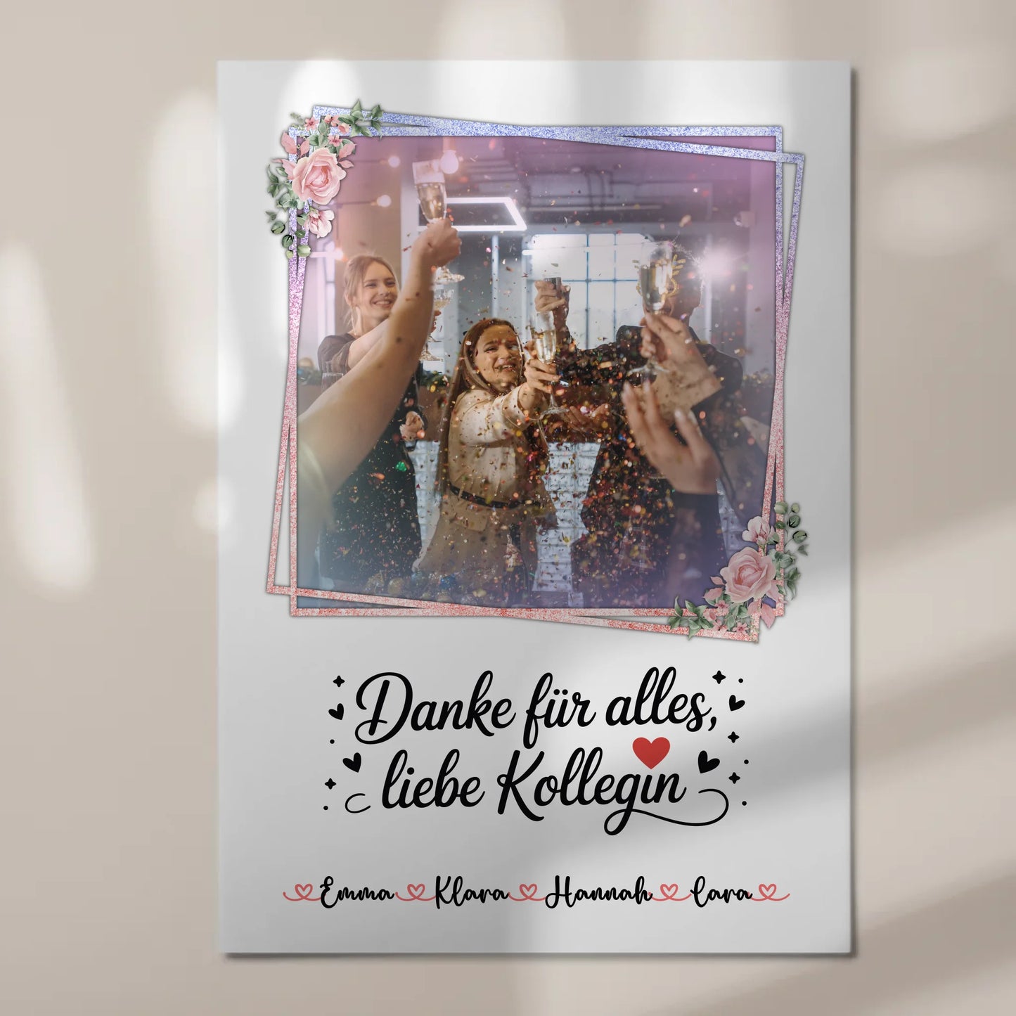 Fotoboard Poster Mit Magnet Danke für alles Kollegin - Mit Foto & Namen, Wunschtext