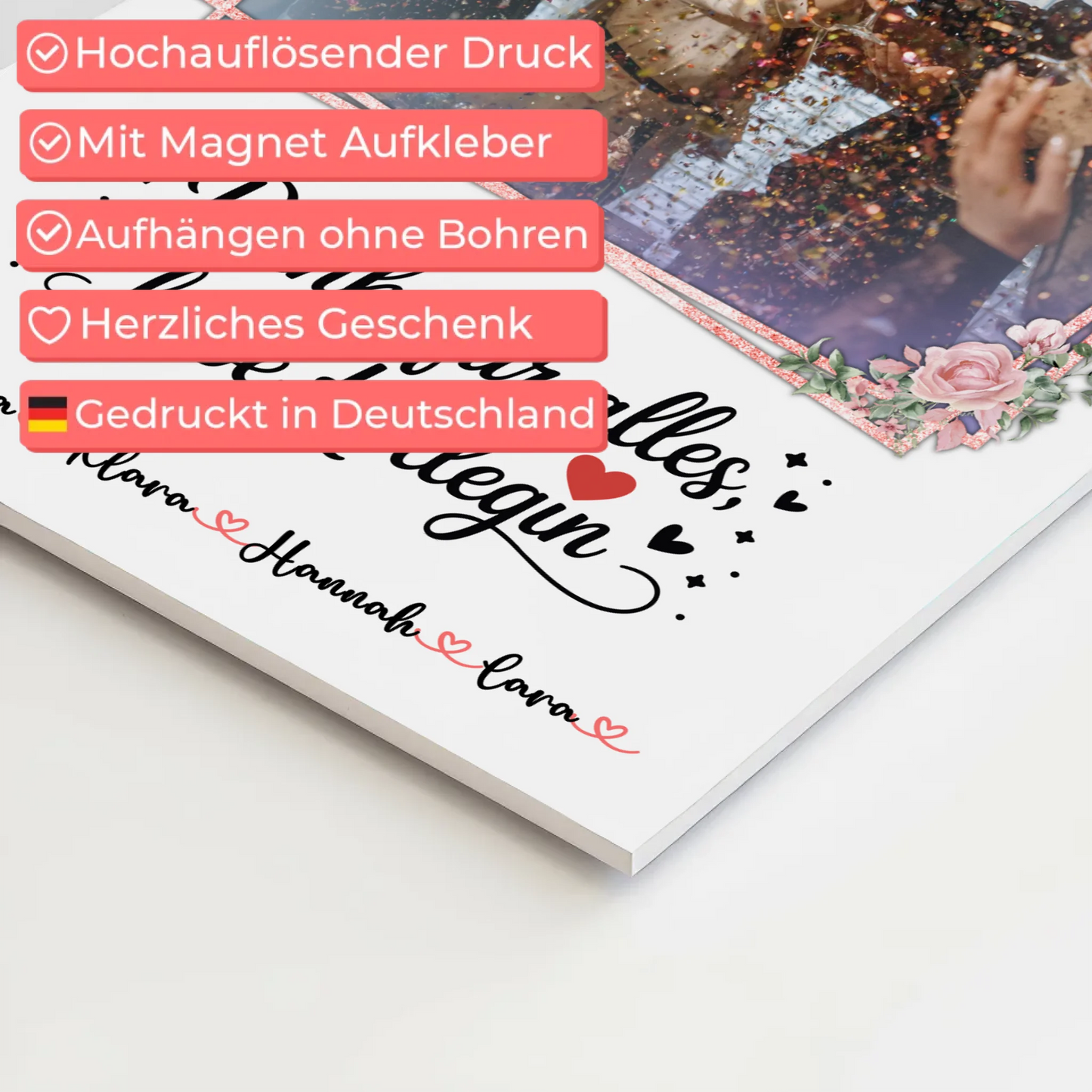 Fotoboard Poster Mit Magnet Danke für alles Kollegin - Mit Foto & Namen, Wunschtext