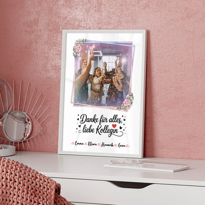 Team Abschied Poster Danke für alles Kollegin - Mit Foto & Namen, eigener Spruch