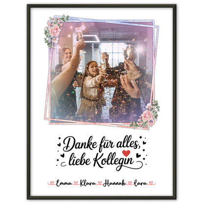 Team Abschied Poster Danke für alles Kollegin - Mit Foto & Namen, eigener Spruch