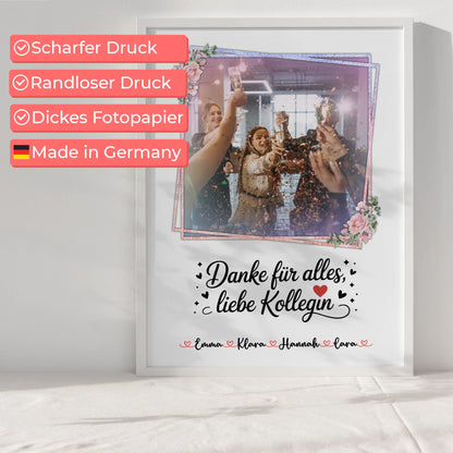 Team Abschied Poster Danke für alles Kollegin - Mit Foto & Namen, eigener Spruch