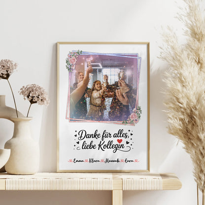 Team Abschied Poster Danke für alles Kollegin - Mit Foto & Namen, eigener Spruch