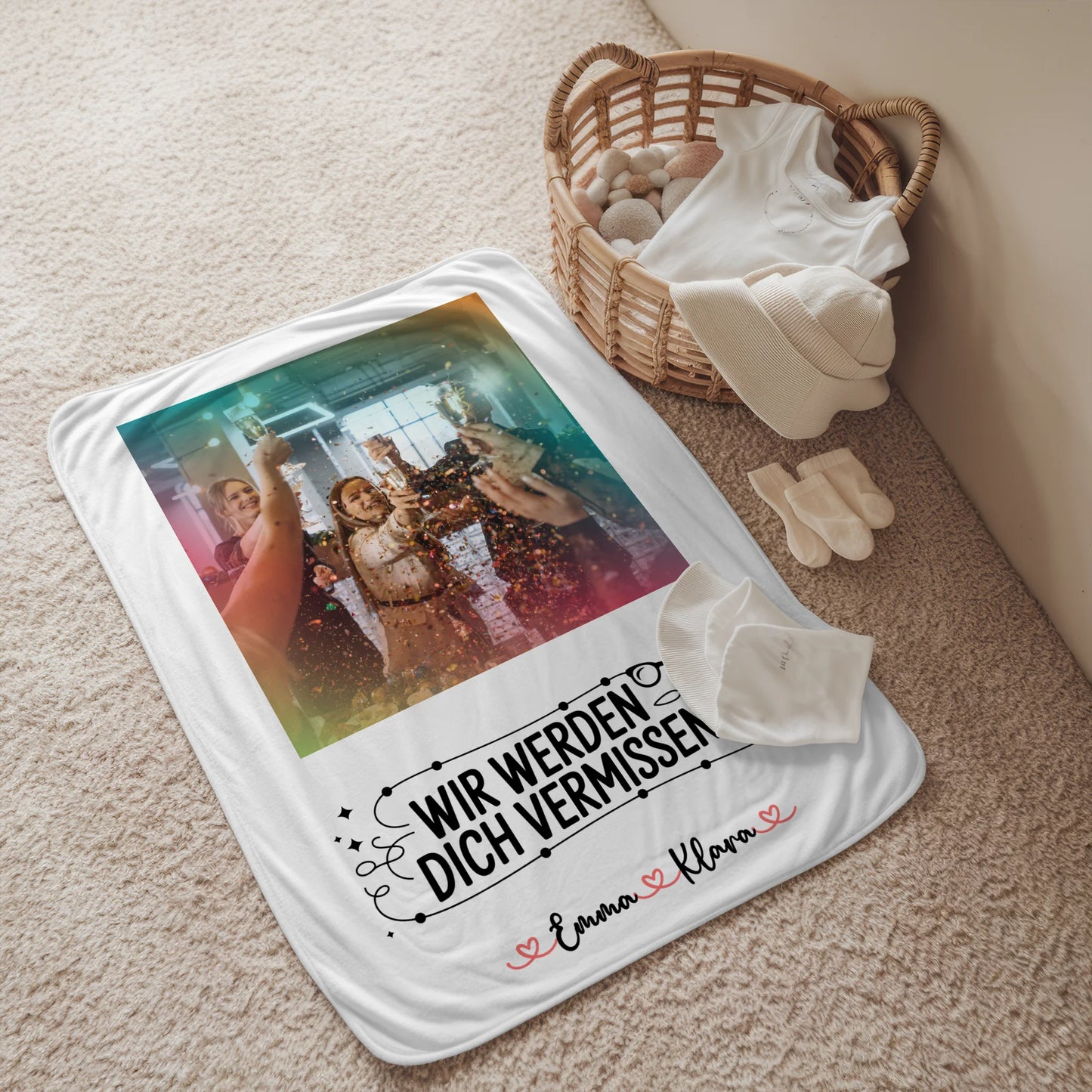 Personalisierte Decke Mit Namen Wir werden dich vermissen Chefin 7 Foto & Namen Wunschtext