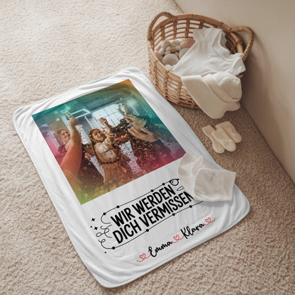 Personalisierte Decke Mit Namen Wir werden dich vermissen Chefin 7 Foto & Namen Wunschtext