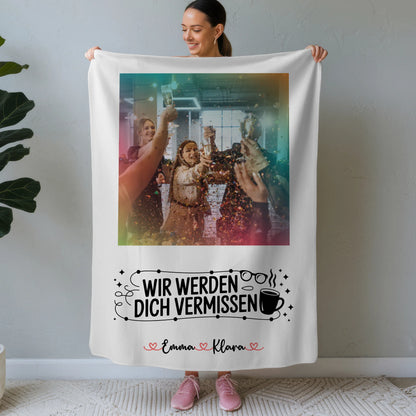 Personalisierte Decke Mit Namen Wir werden dich vermissen Chefin 7 Foto & Namen Wunschtext