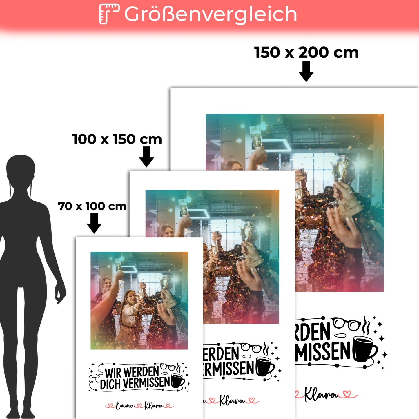 Personalisierte Decke Mit Namen Wir werden dich vermissen Chefin 7 Foto & Namen Wunschtext