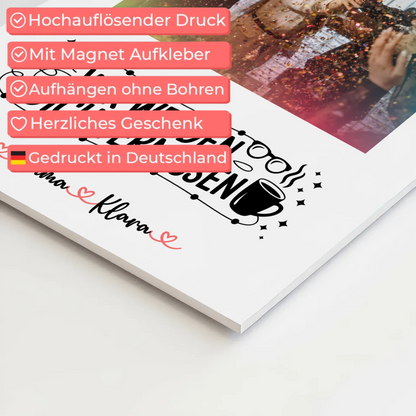 Fotoboard Wandbild Fotocollage Wir vermissen dich Chefin 7 Fotos & Namen personalisiert