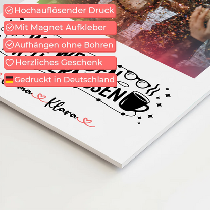 Fotoboard Wandbild Fotocollage Wir vermissen dich Chefin 7 Fotos & Namen personalisiert