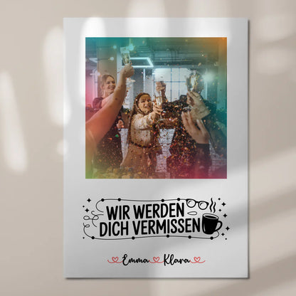 Fotoboard Wandbild Fotocollage Wir vermissen dich Chefin 7 Fotos & Namen personalisiert