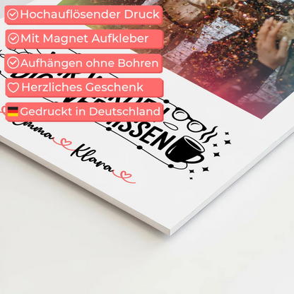 Fotoboard Wandbild Fotocollage Wir vermissen dich Chefin 7 Fotos & Namen personalisiert