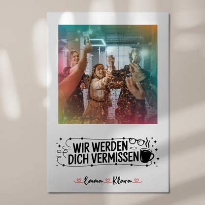 Fotoboard Wandbild Fotocollage Wir vermissen dich Chefin 7 Fotos & Namen personalisiert