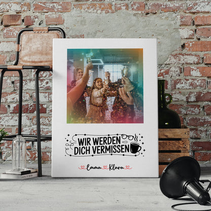 Personalisierte Leinwand Wir werden dich vermissen Chefin 7 Fotos & Namen mit Wunschtext