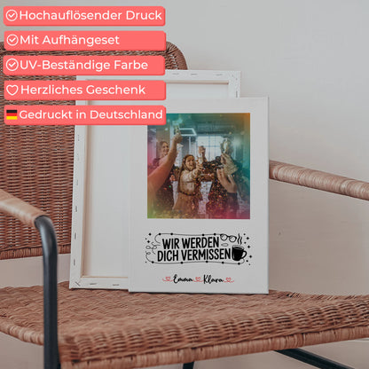 Personalisierte Leinwand Wir werden dich vermissen Chefin 7 Fotos & Namen mit Wunschtext