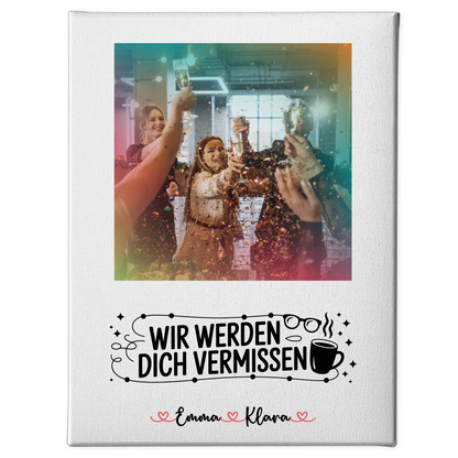 Personalisierte Leinwand Wir werden dich vermissen Chefin 7 Fotos & Namen mit Wunschtext