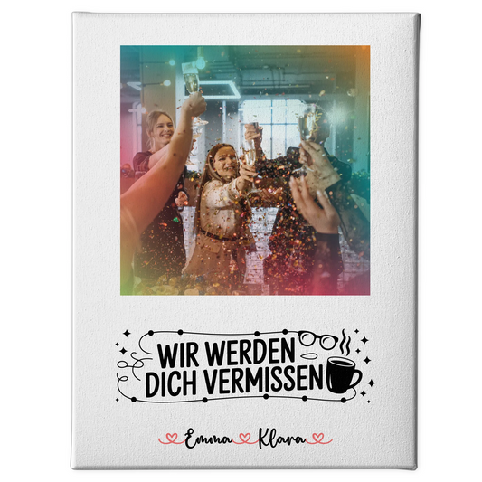 Personalisierte Leinwand Wir werden dich vermissen Chefin 7 Fotos & Namen mit Wunschtext