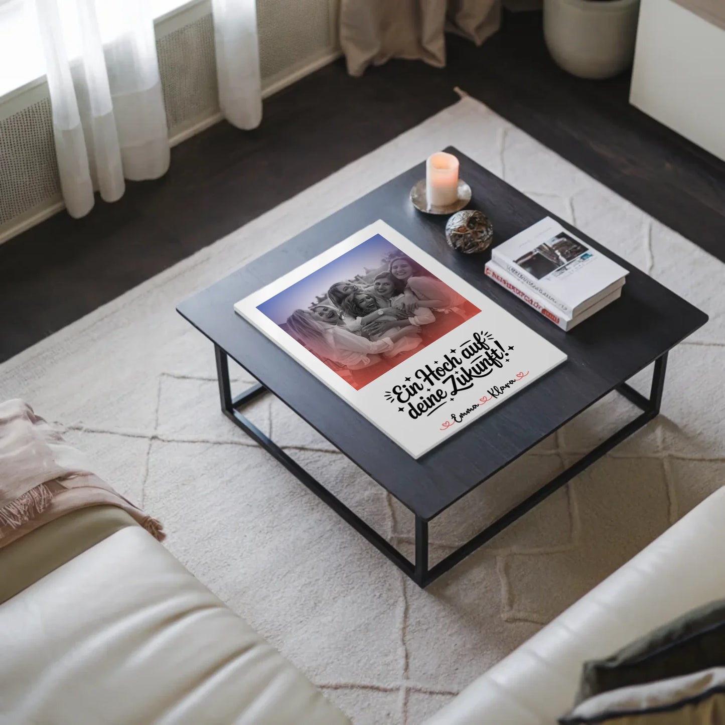 Fotoboard Chefin Black & White mit 1 Foto, Namen & Wunschtext