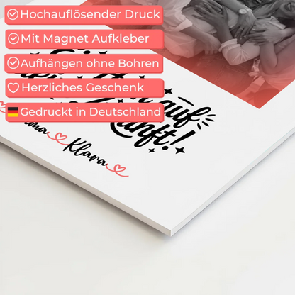 Fotoboard Chefin Black & White mit 1 Foto, Namen & Wunschtext