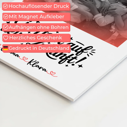 Fotoboard Chefin Black & White mit 1 Foto, Namen & Wunschtext