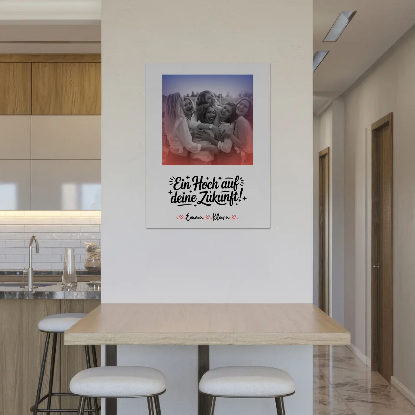 Fotoboard Chefin Black & White mit 1 Foto, Namen & Wunschtext