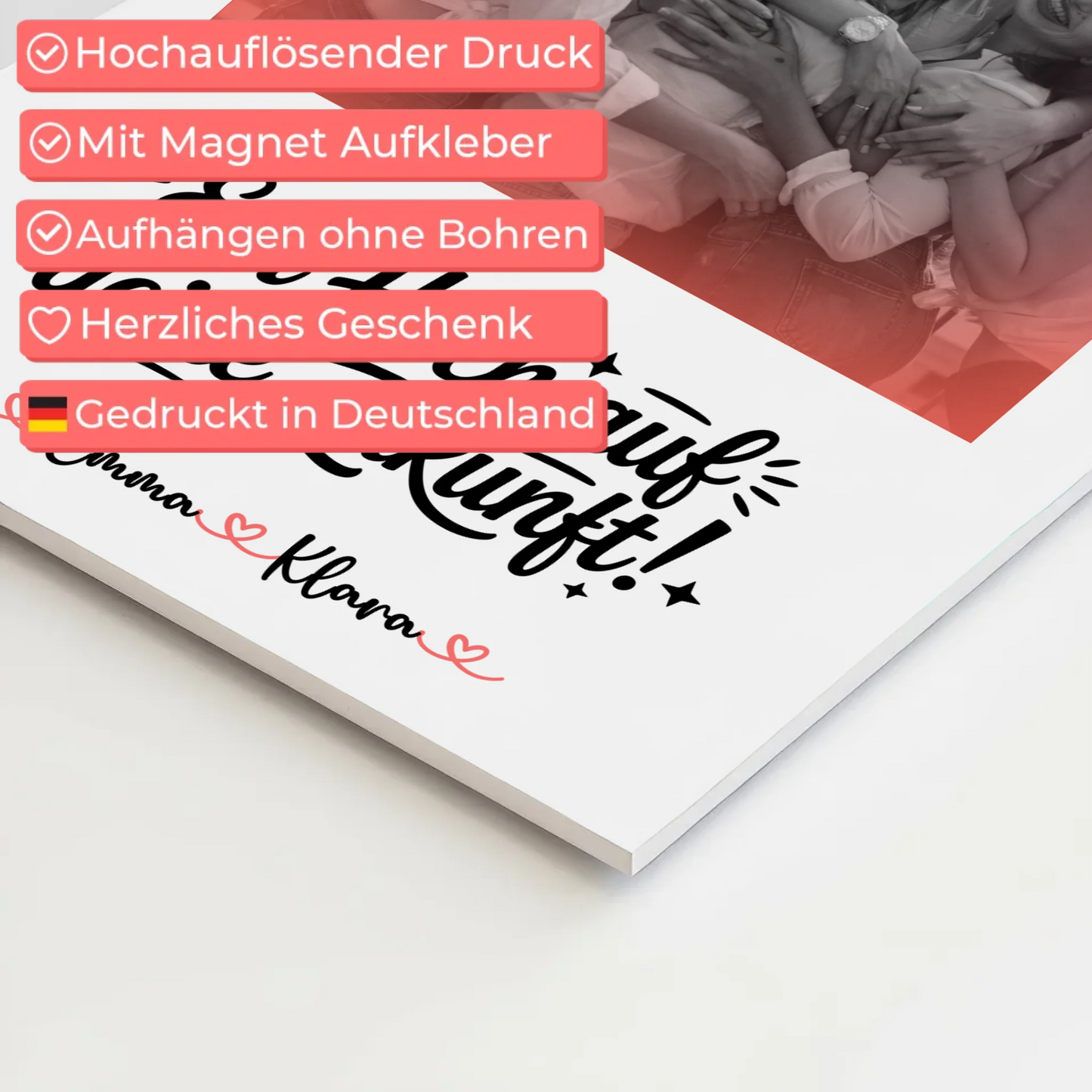 Fotoboard Chefin Black & White mit 1 Foto, Namen & Wunschtext