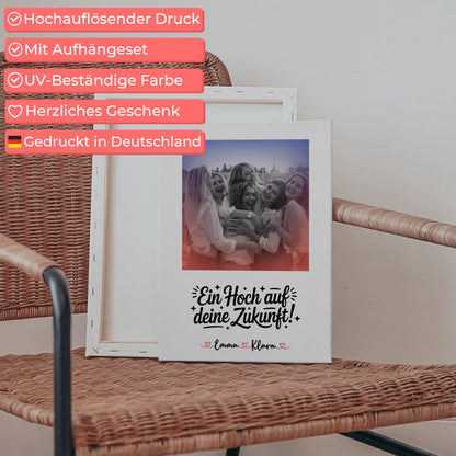 Leinwand Personalisiert Ein Hoch auf deine Zukunft Chefin Namen & Foto