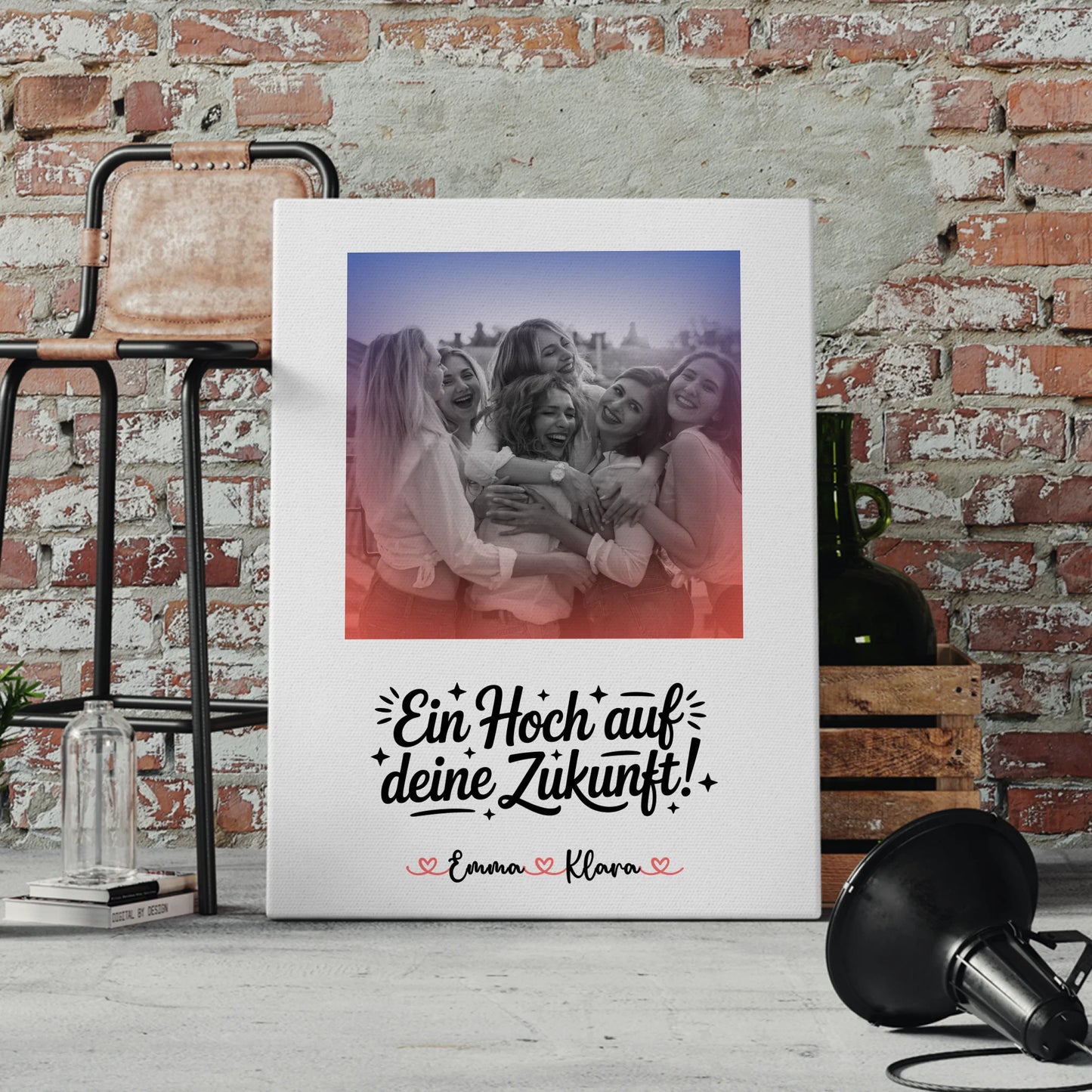 Leinwand Personalisiert Ein Hoch auf deine Zukunft Chefin Namen & Foto